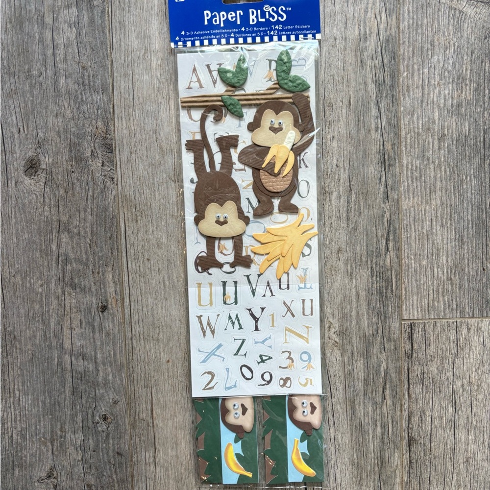 Paper Bliss Monkey Scrapbook Stickers